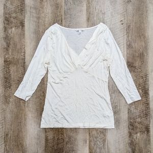 Banana Republic White V Neck Top Size Small